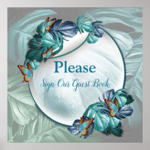 Butterflies van Paradise/Tropische Turquoise Splas Poster