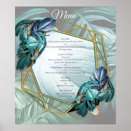 Butterflies van Paradise/Tropische Turquoise Splas Poster (Voorkant)