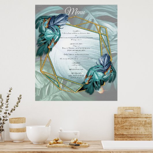 Butterflies van Paradise/Tropische Turquoise Splas Poster (Keuken)