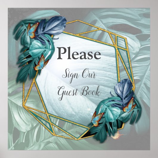 Butterflies van Paradise/Tropische Turquoise Splas Poster (Voorkant)