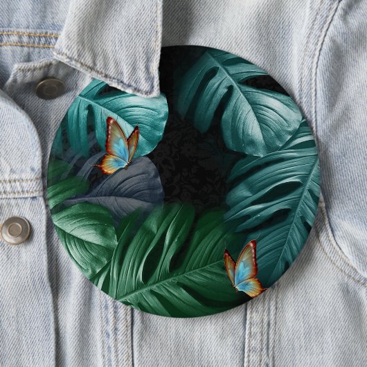 Butterflies van Paradise/Tropische Turquoise Splas Ronde Button 6,0 Cm (In situ)