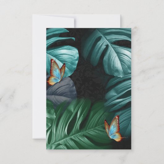 Butterflies van Paradise/Tropische Turquoise Splas RSVP Kaartje (Achterkant)