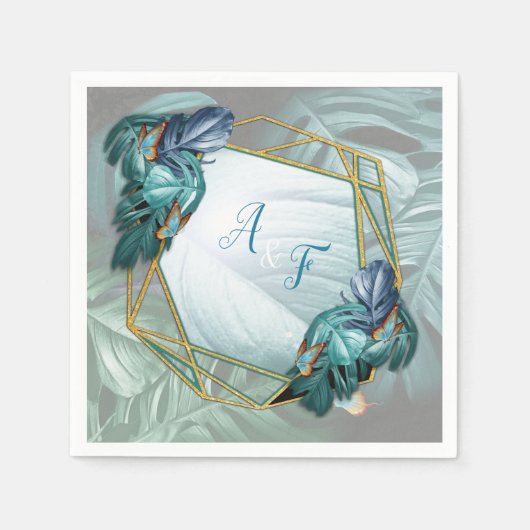 Butterflies van Paradise/Tropische Turquoise Splas Servet (Voorkant)