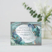 Butterflies van Paradise/Tropische Turquoise Splas Uitnodiging Briefkaart (Staand voorkant)