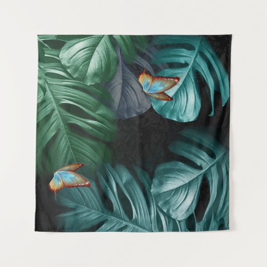 Butterflies van Paradise/Tropische Turquoise Splas Wandkleed (Voorkant (horizontaal))