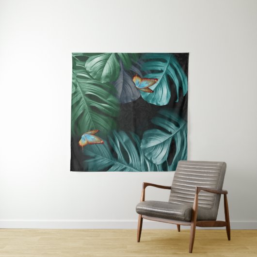 Butterflies van Paradise/Tropische Turquoise Splas Wandkleed (In Situ (horizontaal))