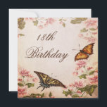 Butterflies & Vintage Almond Blossom 18th Birthday Kaart<br><div class="desc">Elegant gepersonaliseerd / gepersonaliseerd op 18e verjaardag Uitnodigingen voor meisjes/vrouwen Prachtige, romantische, collage shabby chic floral vectorart illustratie met twee kleurrijke vlinders, met een grijs antiek, verstoord effect roze amandelbloemen lijst op een roze achtergrond. Dit zijn stijlvolle, klastige, trendy, glamoureuze, ouderwetse uitnodigingen voor het maken van grapjes om je te...</div>