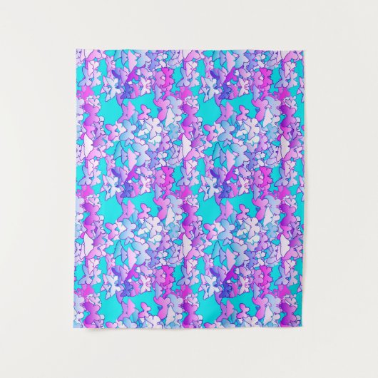 Butterflies, Violet en Tturquoise Wandkleed (Voorkant)