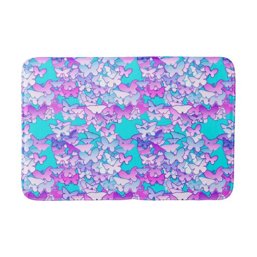 Butterflies, violet en turquoise badmat (Voorkant)