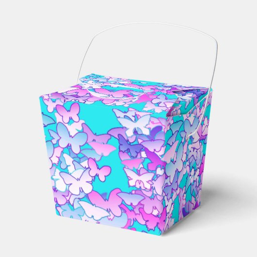 Butterflies, violet en turquoise bedankdoosjes (Voorkant Zijde)