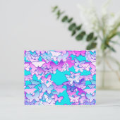 Butterflies, violet en turquoise briefkaart (Staand voorkant)