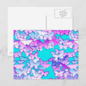 Butterflies, violet en turquoise briefkaart (Voorkant / Achterkant)