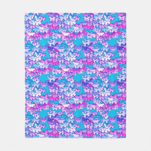 Butterflies, violet en turquoise fleece deken (Voorkant)