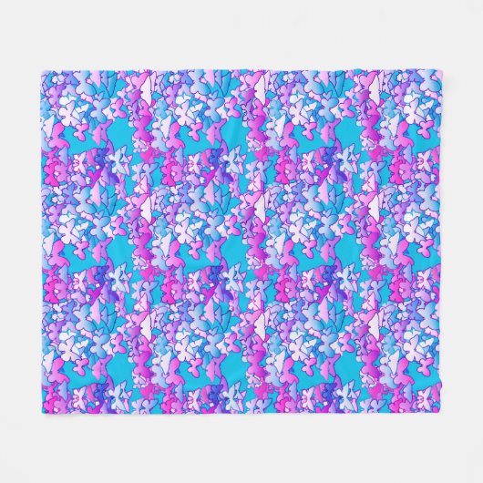 Butterflies, violet en turquoise fleece deken (Voorkant (Horizontaal))