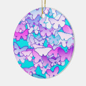 Butterflies, violet en turquoise keramisch ornament (Links)