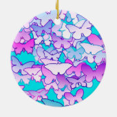 Butterflies, violet en turquoise keramisch ornament (Achterkant)