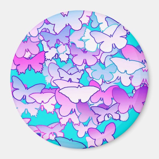 Butterflies, violet en turquoise magneet (Voorkant)