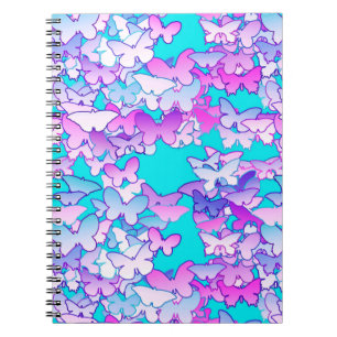 Butterflies, violet en turquoise notitieboek