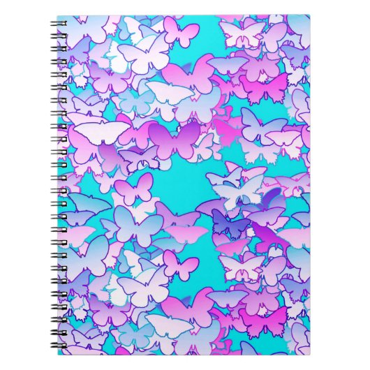 Butterflies, violet en turquoise notitieboek (Voorkant)