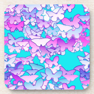 Butterflies, violet en turquoise onderzetter