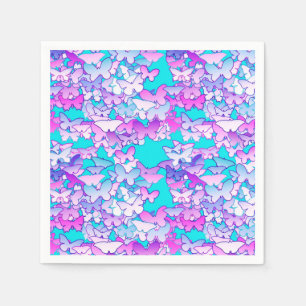Butterflies, violet en turquoise servetten