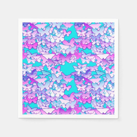 Butterflies, violet en turquoise servetten (Voorkant)