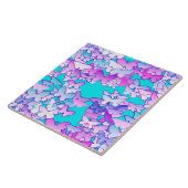 Butterflies, violet en turquoise tegeltje (Zijkant)