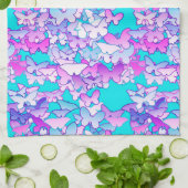 Butterflies, violet en turquoise theedoek (Gevouwen)