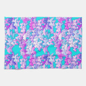 Butterflies, violet en turquoise theedoek (Horizontaal)