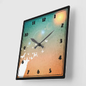 Butterflies vliegen naar de zon vierkante klok (Hoek)