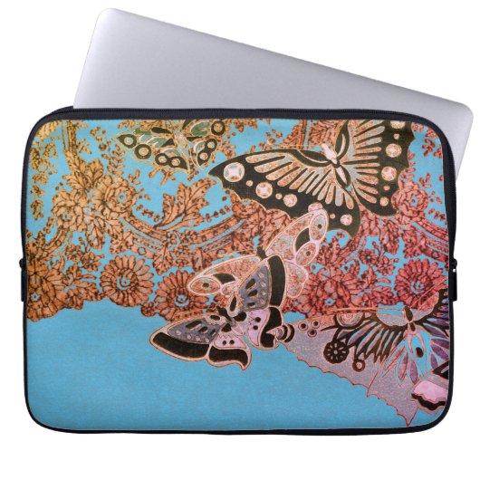 BUTTERFLIES VOOR E-BLADNEOPRENE EN LACE LAPTOP SLEEVE (Voorkant)