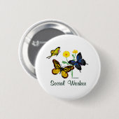 Butterflies voor maatschappelijk werkers ronde button 5,7 cm (Voorkant /achterkant)