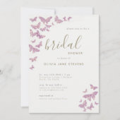 Butterflies Vrijgezellenfeest Pink Gold Dust Elega Kaart (Voorkant)