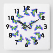 Butterflies Wall Clock Vierkante Klok (Voorkant)
