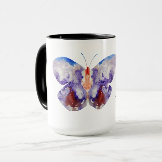 Butterflies Waterverf Art Aangepaste naam Mok (Voorkant links)