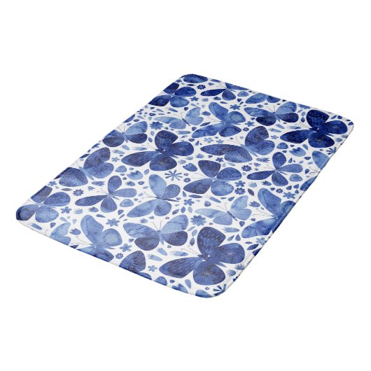 Butterflies Waterverf Blue Badmat (Gekanteld)