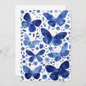 Butterflies Waterverf Blue Bedankkaart (Voorkant / Achterkant)
