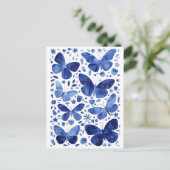 Butterflies Waterverf Blue Briefkaart (Staand voorkant)