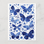 Butterflies Waterverf Blue Briefkaart (Voorkant)