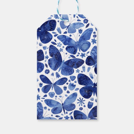 Butterflies Waterverf Blue Cadeaulabel (Achterkant)