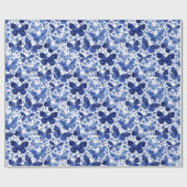 Butterflies Waterverf Blue Cadeaupapier (Vlak)