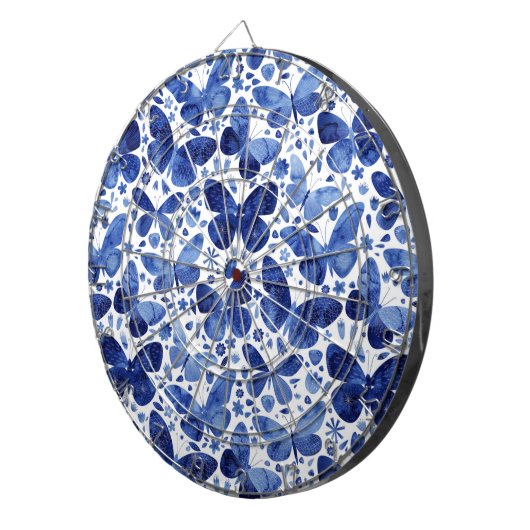 Butterflies Waterverf Blue Dartbord (Voorkant Rechts)