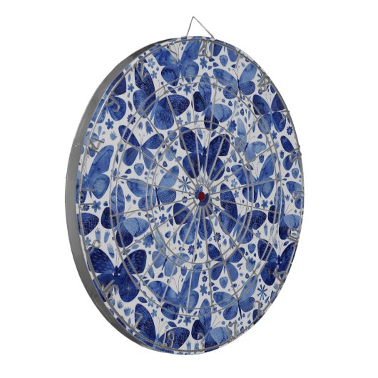 Butterflies Waterverf Blue Dartbord (Voorkant Links)