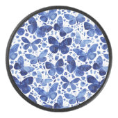 Butterflies Waterverf Blue Hockey Puck (Voorkant)