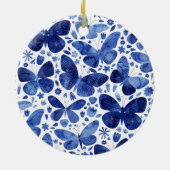 Butterflies Waterverf Blue Keramisch Ornament (Achterkant)