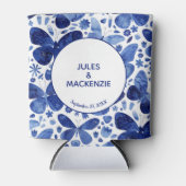 Butterflies Waterverf Blue Modern Boho Wedding Blikjeskoeler (Voorkant)