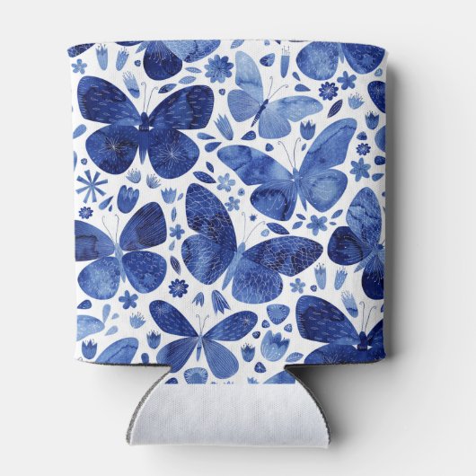 Butterflies Waterverf Blue Modern Boho Wedding Blikjeskoeler (Achterkant)