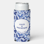 Butterflies Waterverf Blue Modern Wedding Seltzer Blikjeskoeler (Seltzer Voorkant)