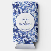 Butterflies Waterverf Blue Modern Wedding Seltzer Blikjeskoeler (Achterkant)