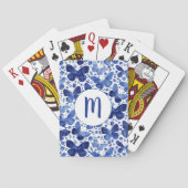 Butterflies Waterverf Blue Monogram Pokerkaarten (Achterkant)